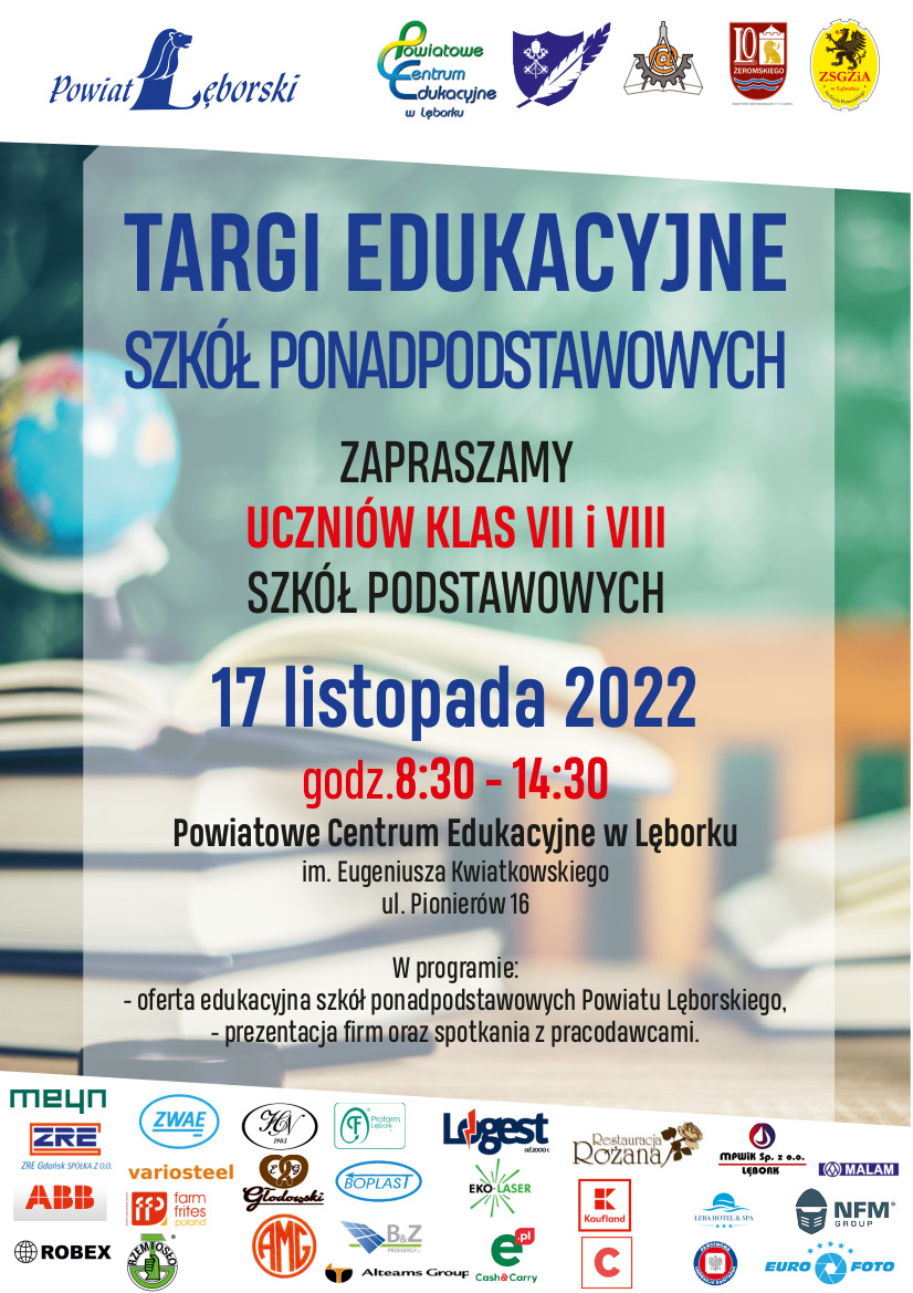 Plakat informacyjny - Targi edukacyjne Lębork 2022