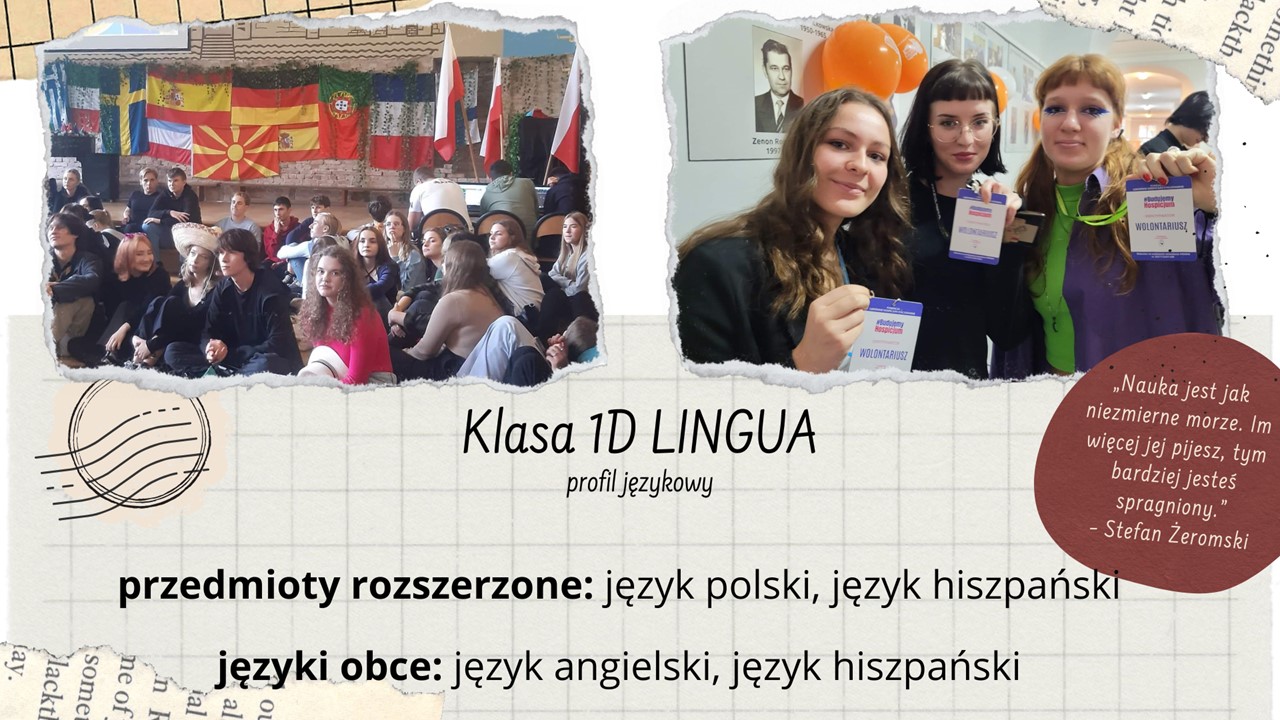 Profile klas na rok szkolny 2023/24. Klasa 1 D LINGUA
