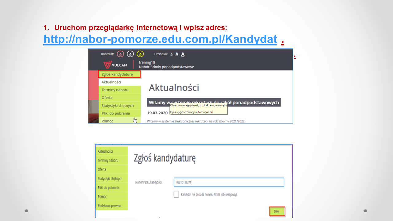VULCAN Rekrutacja 2023 – przewodnik dla kandydata rejestrującego się w systemie.