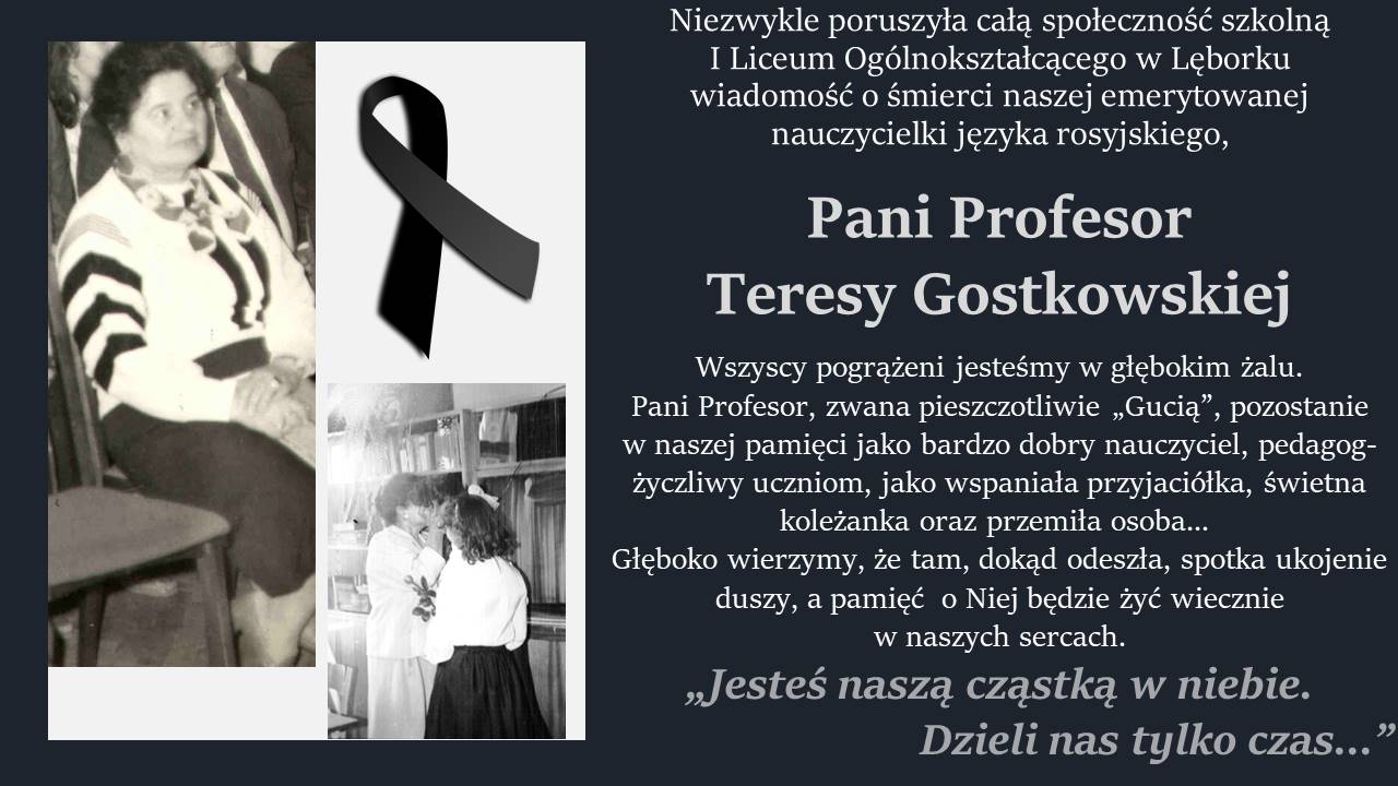 Pożegnanie Pani Profesor Teresy Gostkowskiej